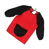 IPOTCH 全４色３サイズ 子供 長袖 食事用スタイ エプロン　芸術 スモック 防水 アーティスト ペイント エプロン - 赤 　, M