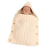 Kanemt ベビー用寝袋 ニットおくるみ 赤ちゃん 柔らかい肌触り 手編み感　ブランケット　秋冬　出産祝い 記念撮影　可愛い (ホワイト)