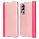 Ｈａｖａｙａ 対応 Arrows We2 Plus ケース Arrows We2 Plus F-51E ケース 手帳型 We2 Plus M06 ケース アローズ we2 プラス カバー docomo 耐衝撃 カード収納 スタンド機能 フェイクレザー-ローズゴールド+ローズ