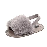 yjydada新生児幼児ベビーLetterソリッドFlockソフトサンダルスリッパカジュアルシューズ 12 グレイ