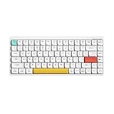 Docooler ポータブル ワイヤレス キーボード、84 キー ワイヤレス キーボード、75% ロープロファイル メカニカル キーボード、Bluetooth/2.4G/USB-C 充電対応、Windows/Mac OS システム対応 - ホワイト/ブラック