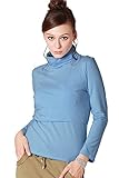 Sweet Mommy 【ソフトカップ付き】 プレミアムコットン タートル しっとり滑らか ハイネック 授乳 カットソー インナー 【冬クララ】 授乳服 / マタニティウェア S アンティークブルー