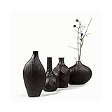 BYM 花入 ミニ花瓶 4セット 一輪挿し 上品陶器 (ブラックセット)