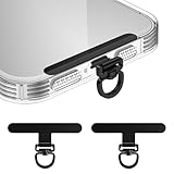 Hootek ストラップホルダー スマホ 2枚セット 薄型0.2mm 360°回転式 浮きにくい設計 充電影響なし 着脱簡単 ステンレス製 軽量 丈夫 10kgまでの荷重量 スマホストラップ 金具 スマホショルダー 金具 パーツ 落下紛失防止 首掛け 斜めがけ 肩掛け 首かけ ショルダー ネックストラップ 携帯ストラップホルダー i-Phone Android 全機種対応(ブラック)