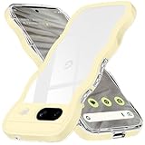 Google Pixel 7a ケース クリア 透明 ピクセル7a スマホケース 可愛い ウェーブ カバー 耐衝撃 滑り止め ストラップホール付き 黄 落下防止 きいろ