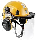 GREEN DEVIL 林業用ヘルメット 5 in1 セット チェーンソー/作業/草刈り/工事用に最適 フェイスガード付き 二重層アイガード（二重層眼部防護）搭載 収納式サンバイザー ブルートゥース耳当て（蓝牙耳罩）付き 安全帽 耐衝撃性・高通気性 EN397＆EN352-3 認証 多用途安全ヘルメット