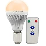 7W LEDマジックバルブ バッテリー内蔵 停電時 緊急ライト変身/外せば懐中電灯に変わり E26口金 一般電球形 リモコン付き 輝度調節可