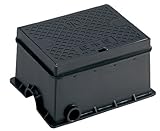 SANEI 【ホースを付けたまま使用できる屋内外の散水栓用ボックス】散水栓ボックス 床面用 ブラック R81-9-D