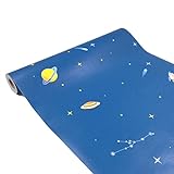 簡単 模様替え 壁紙 貼付シールタイプ 45cm×10m ウォールステッカー 防水 【貼り方説明書付】 (宇宙柄)