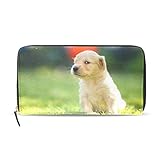 GORIRA(ゴリラ)ゴールデンレトリバー 軽蔑する目 かわいい 子犬 長財布 レディース ダブルサイド印刷 ファスナー開閉式 ウォレット