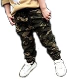 Spinas(スピナス) キッズ ベビー ボトムス 迷彩 カモフラ 柄 ウエストゴム かっこいい 大人 長ズボン カジュアル ボーイ ガール 子供服 兼用　80 90 100 春 夏 秋 (100)