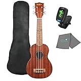 Kala KA-15S-BLK ブラック サテン マホガニー ソプラノ ウクレレ セット ウクレレ トートバッグ チューナー ルミントレイルポリッシュクロス付き