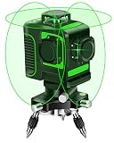 TOPKAR 3x360°12ライングリーンレーザー墨出し器 3Dフルライン 垂直*2・360°水平*1 照射モデル 斜線機能 7mm壁寄り 大矩照射モデル 自動補正 高輝度 高精度 (グリーン)