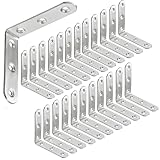Wopanxye 16x60mm L字金具 アングルブラケット ステンレス製 アングル コーナーブレース 棚受け金具 取付金具 棚受け コーナーブレース 直角ブラケット 転倒防止キャビネットファスナー 90度直角 接合金具 用の留め具 木製家具 引き出し テーブル デスク 補強ブラケット（24個セット）