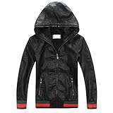 LJYH Boys ' Fauxレザーパーカージャケットwith Zips カラー: ブラック