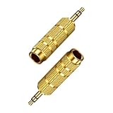 6.35mm to 3.5mm 変換プラグ 6.35mm → 3.5mm 変換アダプター イヤホンジャック 変換プラグ ステレオ標準プラグ（メス） - ステレオミニプラグ（オス）変換プラグ 金メッキコネクター ヘッドホン/アンプ/電子ピアノ/エレキギター/イヤホン/ミキサー などに対応（2個）