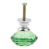 AMAA 取って 引き出し ハンドル 取手 つまみ 透明 キラキラクリア キャビネット キッチンキャビネット ダイヤモンド形 金具 ノブ インテリア ネジ付き 10個セット (グリーン)