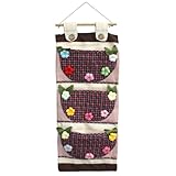 [チェック柄&カラフル花]　壁掛け/掛けバスケット/ウォールバスケット/バスケット(27.94*60.96cm)