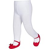Baby emporio-babyガールズFestive tights-shoe look-satinフロントbows-antiスリップ US サイズ: S カラー: レッド