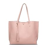 (ガラーボ) GALARVO レザーバッグ バッグ トートバッグ レディース 大容量 合皮 通勤 通学 学校 マザーズバッグ (ピンク)