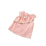 夏ベイビー服 女の子ワンピース 100cm Pojour キッズ用かわいいレースノースリーブドレス 子供ギフト 綿 通気