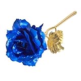 美しいローズフラワーゴールド箔Lasts Forever Withギフトボックス&バッグロマンチック記念日バレンタインの日誕生日母の日ギフト ブルー