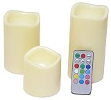 LED キャンドル ライト 揺らぎ 電池式 12色マルチカラー 癒し リモコン タイマー付き 3本セット