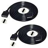 LitaElek 2個2m LEDテープ延長ケーブル 4ピンRGB LEDコネクタワイヤ 用SMD 5050 3528 2835 RGB LEDテープライトLEDストリップライト4x 4PINオスオスコネクタ，黒