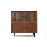 幅90cm 収納 おしゃれ キャビネット 収納 台所 キッチン 書斎 リビング シェルフ 北欧 / CD収納 雑誌収納 小物収納 調味料収納 (ダークブラウン)