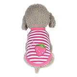 レンコス（Lemcos）ペット 服 秋冬 小型犬猫用 イチゴ 図案 縞模様 犬洋服 コート 綿製 可愛い 散歩 暖かい 防寒 秋冬 犬服 アパレル 子犬 コスチューム プレゼント