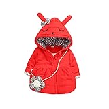 Pojour ベビー服 子供服 女の子コート 冬 防寒 かわいいまつげジャケット おしゃれフード付きコート 裏毛 厚手 暖かい 綿 ベビールームウェア 普段着 カジュアル 旅行 記念日 プレゼント 赤
