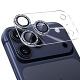 Podick カメラフィルム iPhone 17 Pro Max 用 カメラカバー キラキラ 9H強化ガラス アルミ合金 アイフォン17pro max用 カメラ保護 ピカピカ キズ防止 耐衝撃 高透過率 黒縁取り 露出オーバー防止 極薄 いphone17 プロ マックス レンズカバー プロテクター ディープブルー