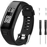 Ankersaila バンド 对応 Garmin Vivosmart HR, スポーツシリコンベルト交換用腕時計 ベルト柔らか調整可能 (深い黒)