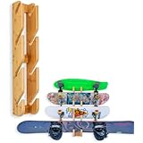 COR Surf スケートボード ウォールマウント ディスプレイ ボード4枚 | スノーボード壁ストレージマウント サステナブルな竹製 4枚ボードインドアウォールラック 雪とスケート用