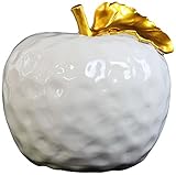 Urban Trends Collection 32827 Ceramic Apple Figurine With Stem And Leaf Dimpled Gloss - White, Large