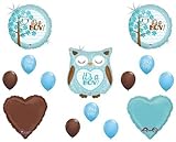 loonballoon It 's A Boyフクロウブルーブラウンベビーシャワーパーティー( 14 )装飾Mylar &ラテックスセット