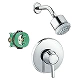 Hansgrohe KS15404-28496PC Clubmaster Showerhead Kit with PBV Trim, and Rough in Chrome [並行輸入品]