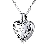 Beydodo Urnネックレスfor灰Mom Love Youステンレススチールペンダントネックレスの女性フィリグリーハート