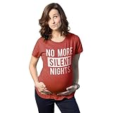 Crazy Dog Tshirtsマタニティno more silent nightsおかしいクリスマス妊娠発表Tシャツ US サイズ: S カラー: レッド