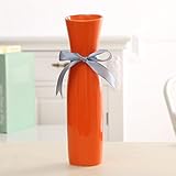VANCORE フラワーベース 一輪挿し 花瓶 北欧 陶器 生け花やドライフラワー用 特に長めの枝に対応 オレンジ