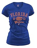 NCAA Florida GatorsレディースFitted Collegiate基本的なロゴVネックTee L ホワイト