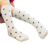 Plus Nao(プラスナオ) 靴下 ソックス ハイソックス ロング 子供用 子供 キッズ ベビー 男の子 男児 女の子 動物 ボーダー 黒 おもしろ おし 4-6歳 星【ホワイト】
