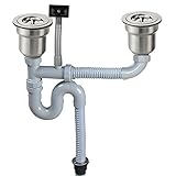 Talea二槽オーパフロー付防臭流し排水栓と排水管セット（110mm）