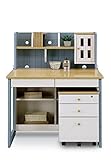 大川家具 関家具 学習デスク 素材/パイン材 ブルー 215768