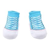 Domybest ベビーソックス　赤ちゃんブーティ　綿製　滑り止め　柔らかい靴下　0-6ヶ月　春秋　男女兼用　新生児出産祝い　1足組　4色　 (ブルー)