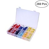 OUNONA 260 PCS絶縁0.5-6mmクイックスプライスはんだ無し配線ケーブルクランプワイヤ圧着端子コネクタ22-​​10ゲージAWGケーブルコネクタ端子キット