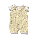 かわいいベビー女の子ロンパース服レース襟&袖口ロンパース カラー: イエロー