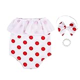 Kesoto 全2色　　乳児　服　女の子　ベビーロンパース　ベビーヘッドバンド　ベビーブレスレット　かわいい　ドット柄　プレゼント　撮影服　写真服 - 赤