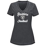 Oakland Raidersレディース杢チャコールDay Game VネックTシャツ L