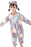 PuHao (プハオ) 子供用　ベビー ふわふわ もこもこ あったか 長袖 ルームウェア パジャマ 子供 子ども キッズ 男の子 女の子 厚手 かわいい ロンパース カバーオール (パープル1, 12
